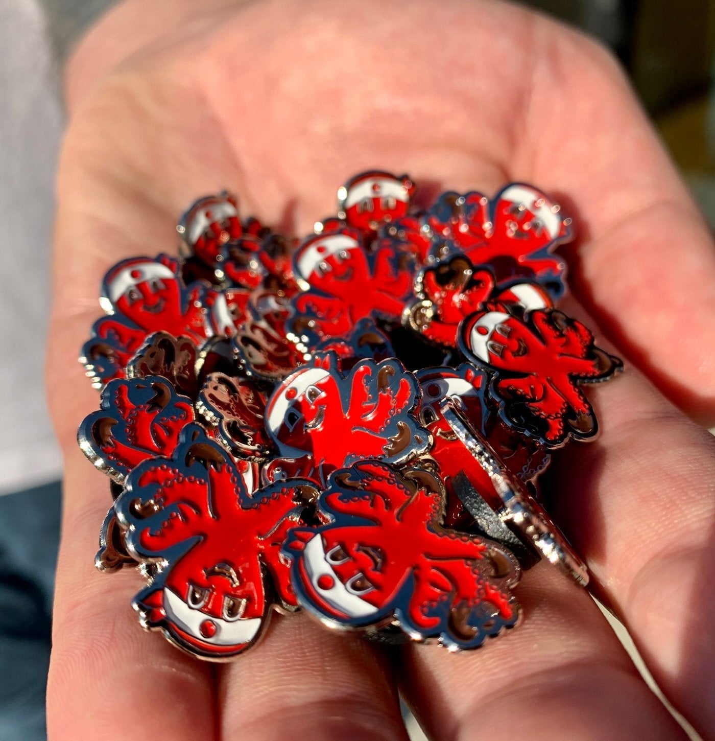 Red Octo Pin A3